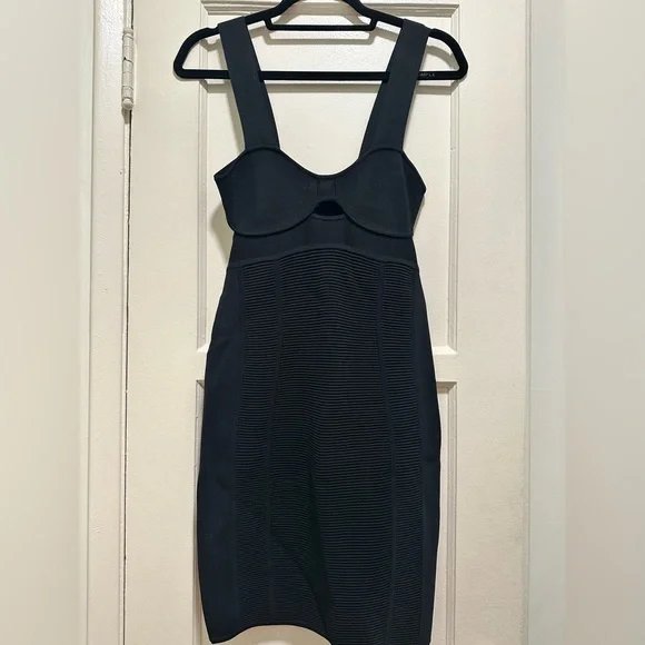 Herve Leger Black Mini Strappy Bra Dress